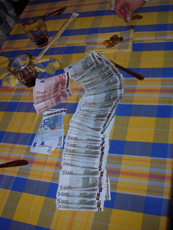 Time to pay the bill... How many fivers?